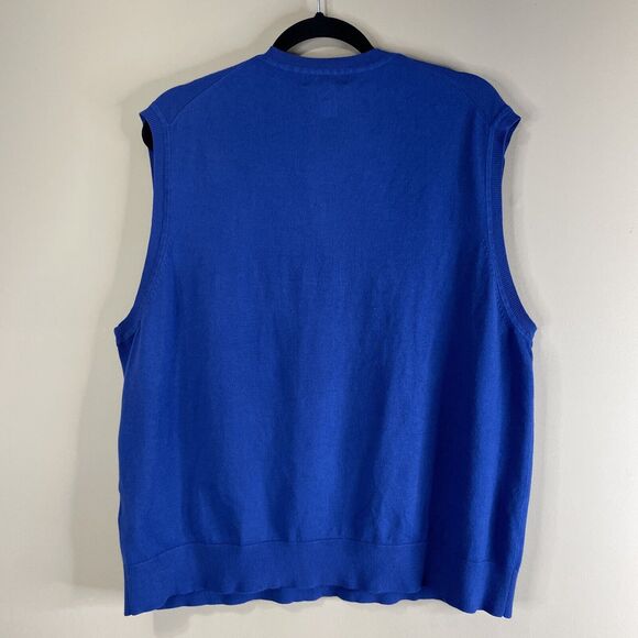 Lands' End Sweater Vest Mens Size XL Solid Blue Golf Preppy Grandpa Classic - Picture 3 of 9